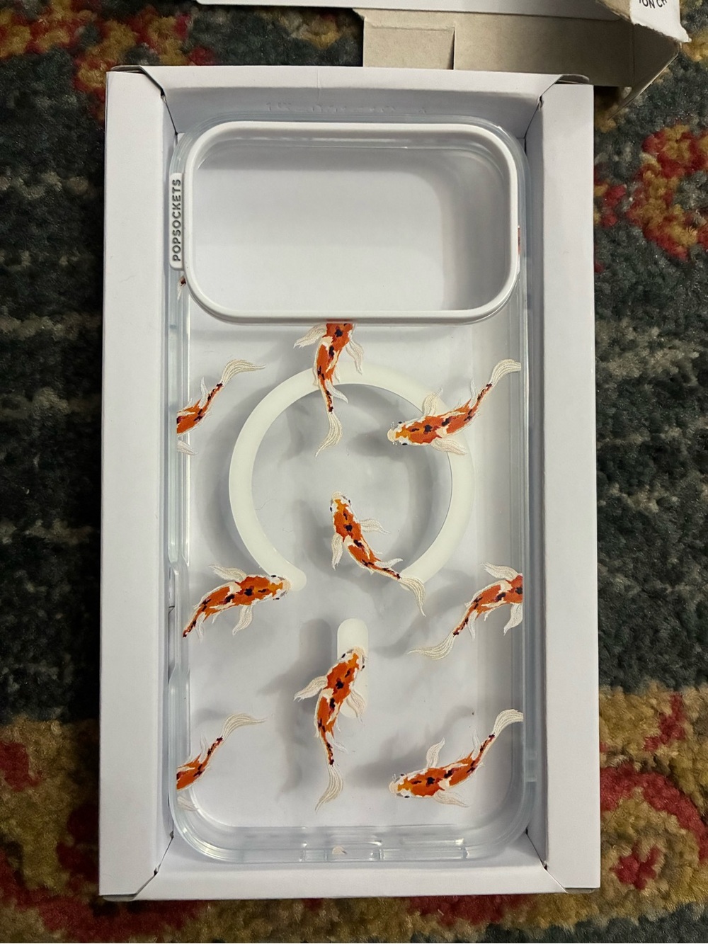 PopSocket PopCase Clear Phone Case with White Ring and Orange Koi Fish